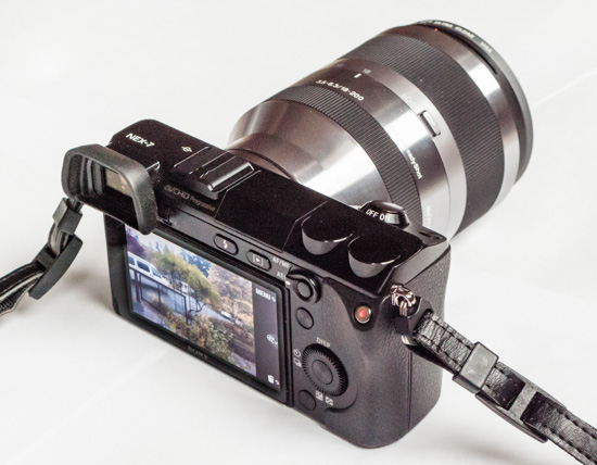 Sony Alpha NEX-7 (14-ounce mirrorless ILC body) mounted with Sony 18-200mm OSS lens (SEL-18200). Sony Alpha NEX-7: 13 ounce mirrorless ILC body, 2012, 18-200mm OSS lens.